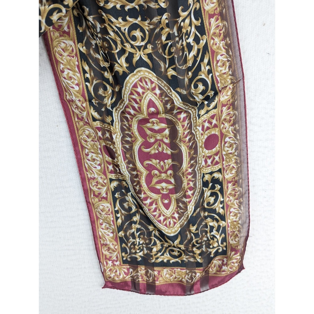 Vintage Elaine Gold‎ Rectangle  SCARF 52" X 11' Red And Gold Classic Polyester - Picture 4 of 4